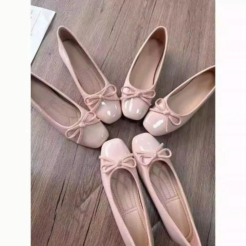 Women Shoes Casual - أحذية باليه نسائية بمقدمة مربعة مزينة