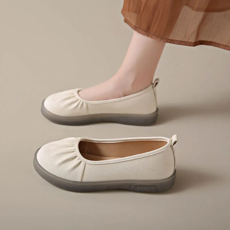 Women Shoes Quick Delivery - حذاء نسائي مسطح مع تجاعيد كعب