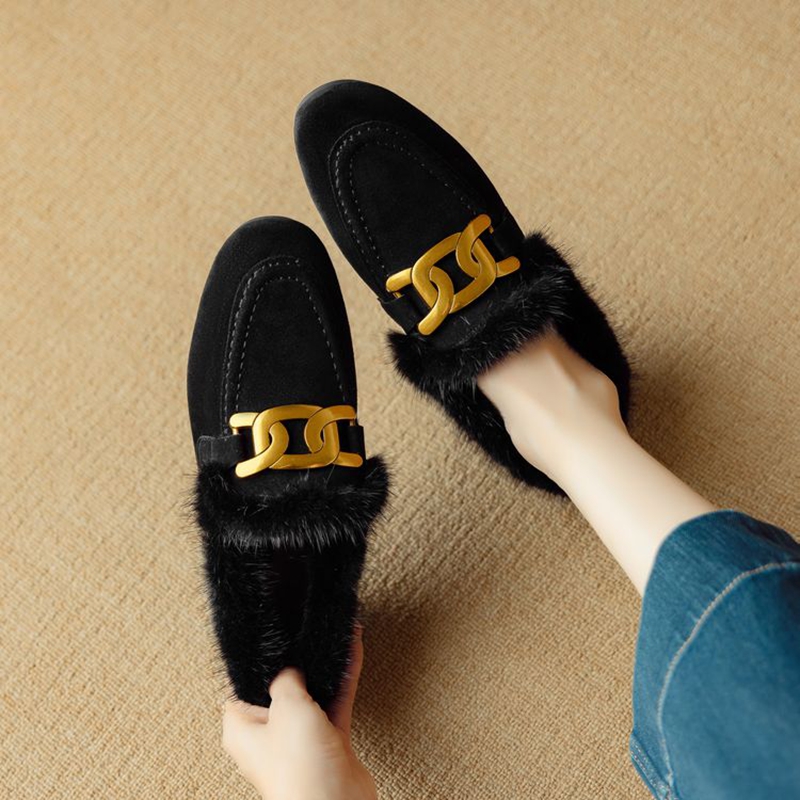 Women Shoes Winter - جديد الشتاء النساء مضخات الأغنام الجلد