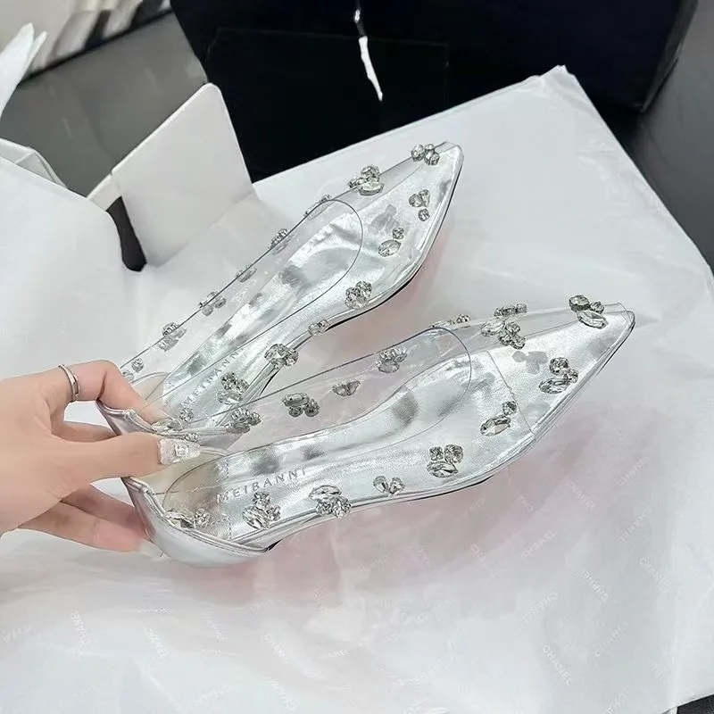 أحذية نسائية شفافة من البولي ف - مراجعة Pointed Toe Flat وسعره