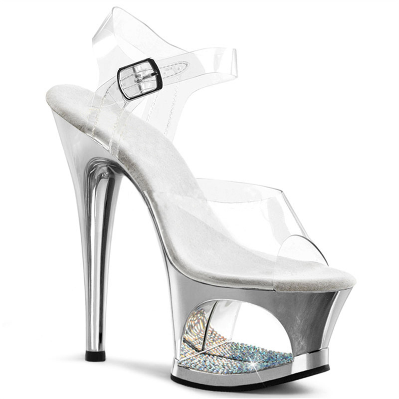 صنادل بكعب عالٍ وردي اللون مع  - مراجعة Clear Strap Heel وسعره