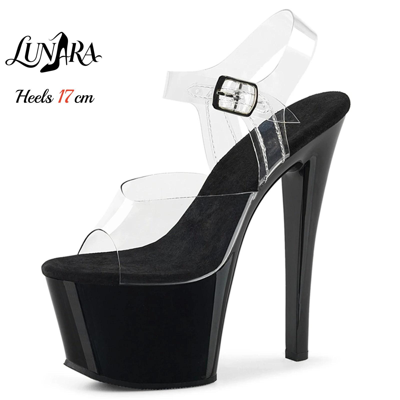 صنادل بكعب شفاف 17 سم/7 بوصة،  - مراجعة Clear Strap Heel وسعره